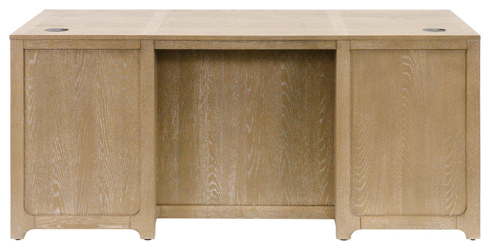 Modern Wood Double Pedestal Executive Desk, Light Brown