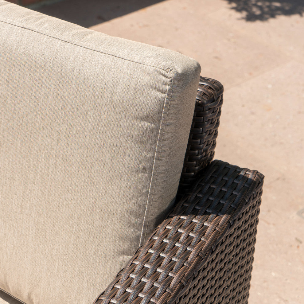 GDF Studio Grady Outdoor Aluminum Framed Mix Brown Wicker Club Chairs, Set of 2