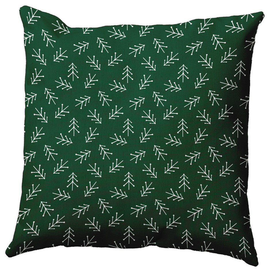 Pine Colored Scattered Trees Polyester Throw Pillow, 20"x20"