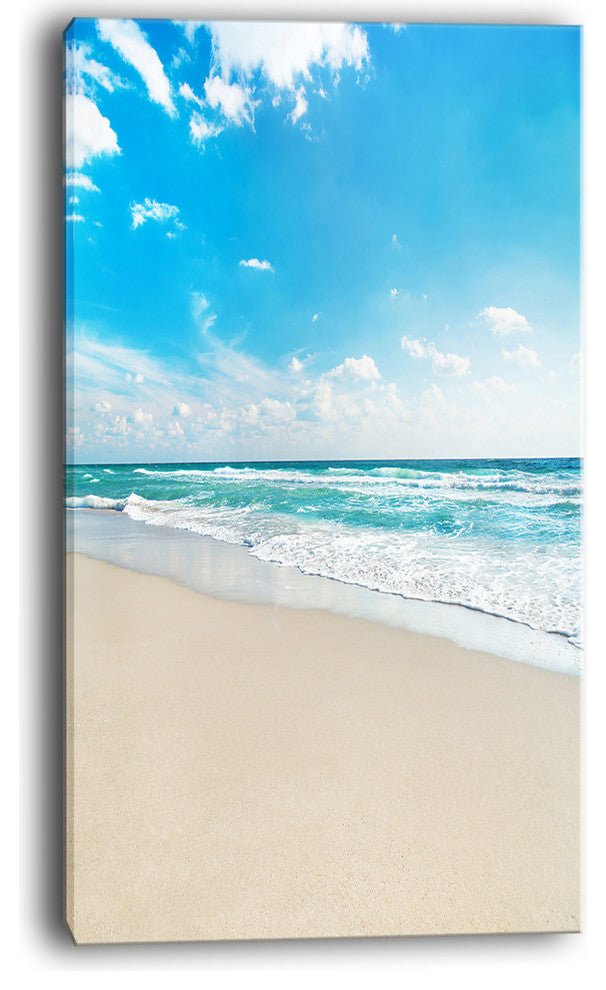 "Sea Beach Against Wave Foaming" Seascape Wall Art, 1 Panel, 28"x60"
