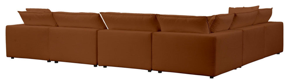 Cali Modular Large Chaise 7-piece Sectional, Rust