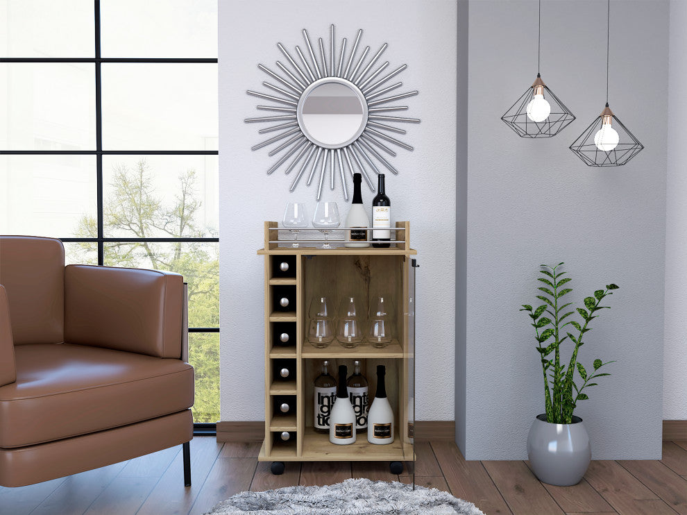 Vegas, Bar Cart, Light Oak