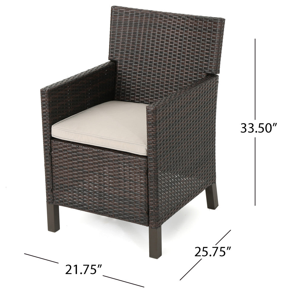 GDF Studio 7-Piece Blane Outdoor Gray Dining Set, Multi-Brown/Light Brown