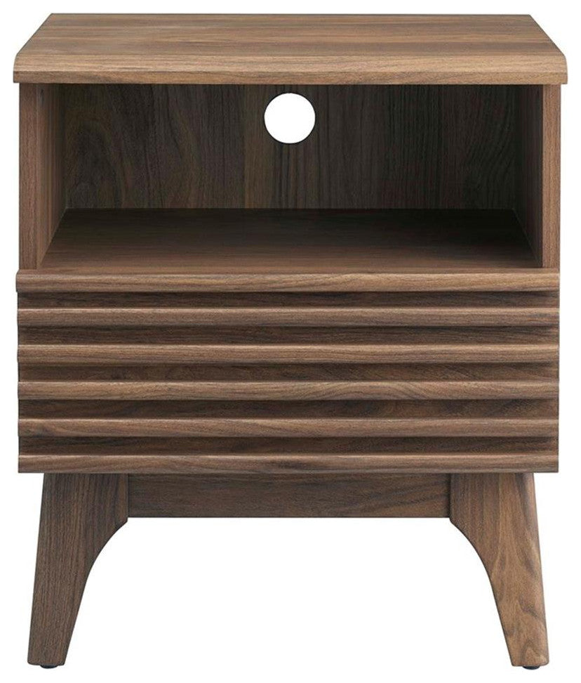 Modway Render Modern Particleboard Wood Nightstand - Walnut Finish