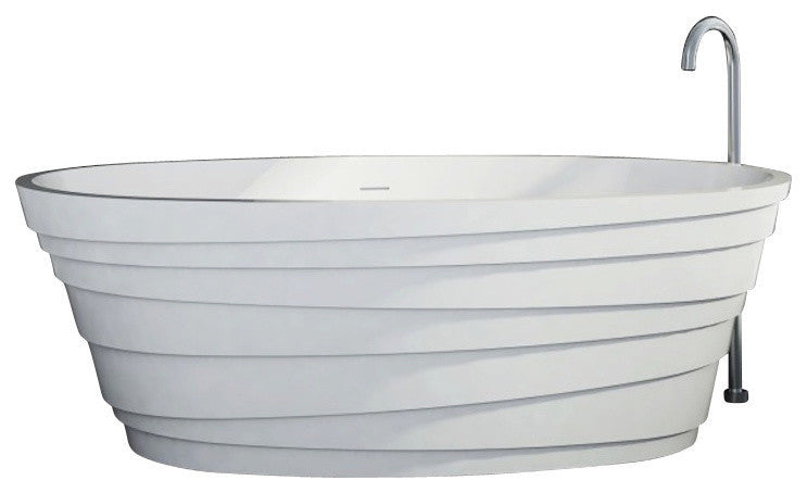 ADM Layered Freestanding Bathtub, White, 71", Matte White