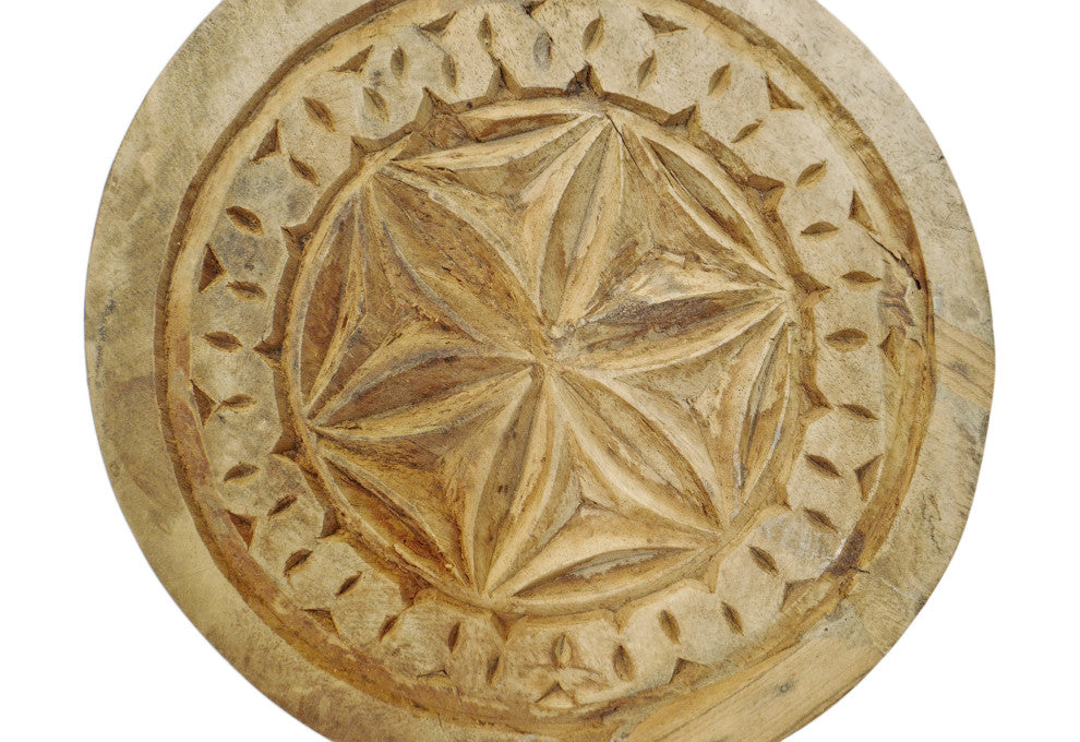 Consigned Vintage Wood Medallion on Stand 5
