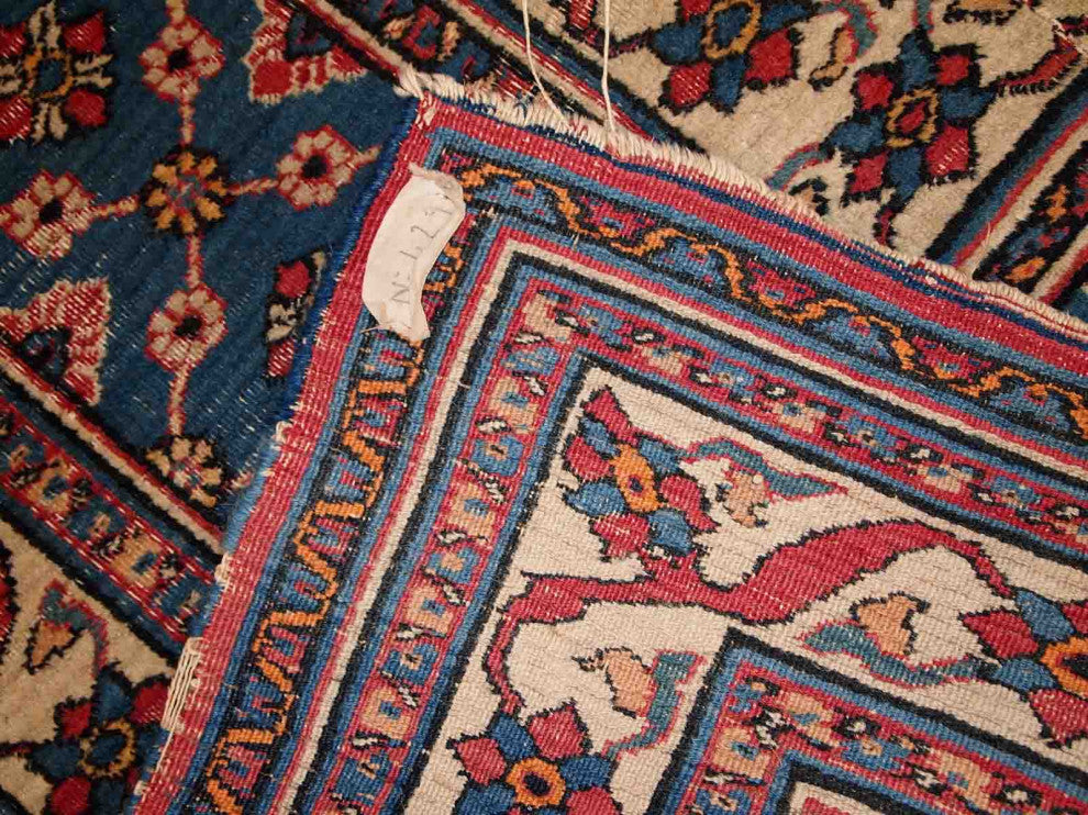 Handmade antique Persian Mashad runner 4.3' x 14' (132cm x 427cm) 1900s