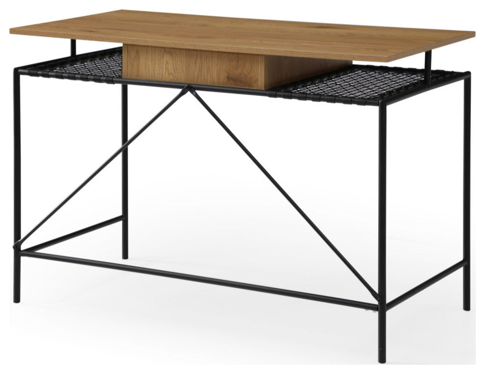 Loft Lyfe Mileena Desk, 1 Storage Drawer, Natural/Black 43.3Lx21.6Wx30H