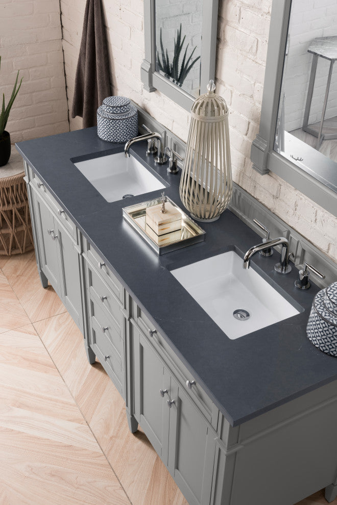 Brittany 72" Urban Gray Double Vanity, Charcoal Soapstone Quartz