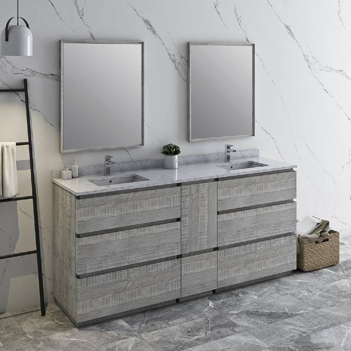 Fresca Formosa Modern 72" Ash Double Sink Vanity Set, Faucet Fft3811ch