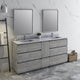 Fresca Formosa Modern 72" Ash Double Sink Vanity Set, Faucet Fft3811ch