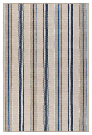 Dash & Albert Nimes Ticking Neutral Machine Washable Rug, Blue, 3' x 5'