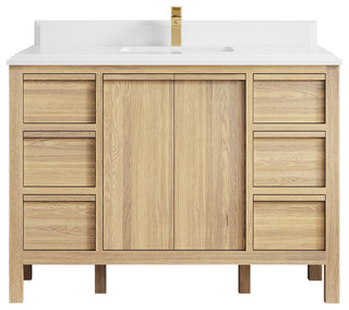Elizabeth Oak 48" Single Sink Vanity, White 1.5" White Quartz