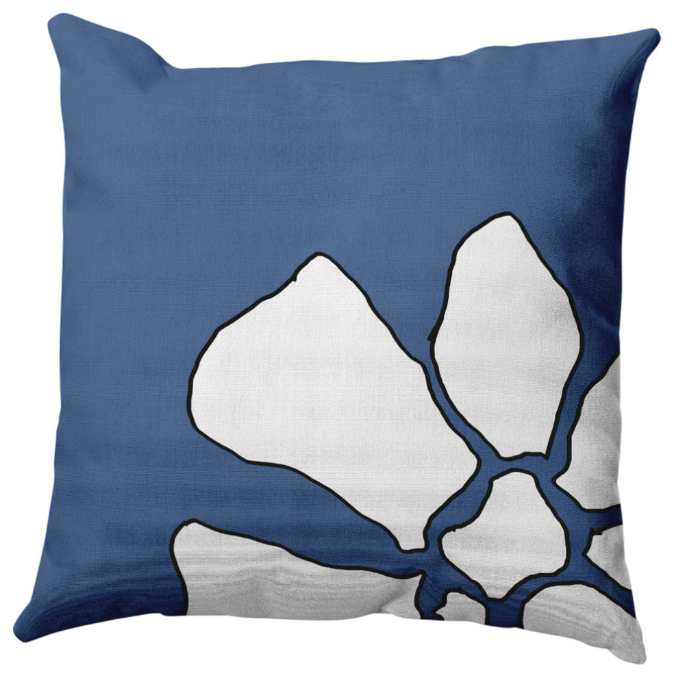 Petal Lines Decorative Throw Pillow, Blue, 18x18"