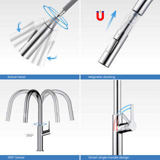 Fusion-T Single Handle Pull Down Kitchen Sink Faucet, Chrome