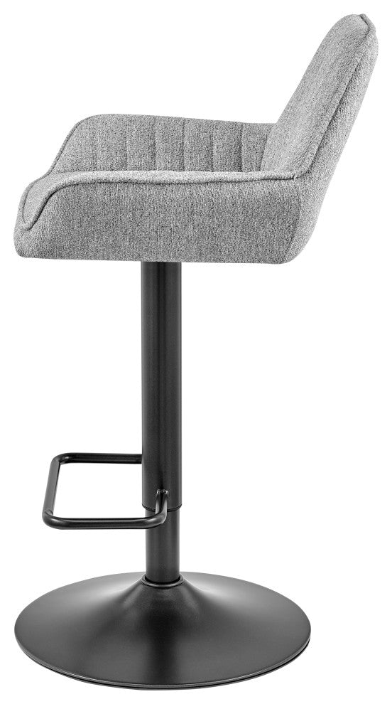 Luther Fabric Gaslift Swivel Bar Stool, Set of 2, Strata Gray