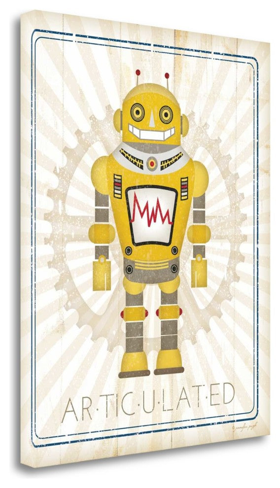 "Retro Robot I" By Jennifer Pugh, Giclee Print on Gallery Wrap Canvas