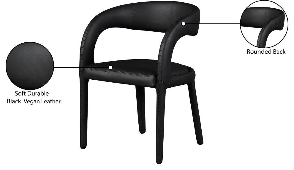 Meridian Furniture Sylvester Faux Leather Dining Chair, Black