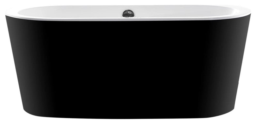 59" Acrylic Roll-Top Flatbottom Non-Whirlpool Bathtub, Black