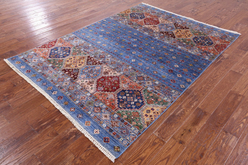 Super Kazak Khorjin Hand Knotted Wool Rug 5' 7" X 7' 10" Q10098