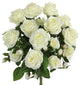 5 Stems Faux Rose and Rose Bud Flower Bush, Cream, Cream