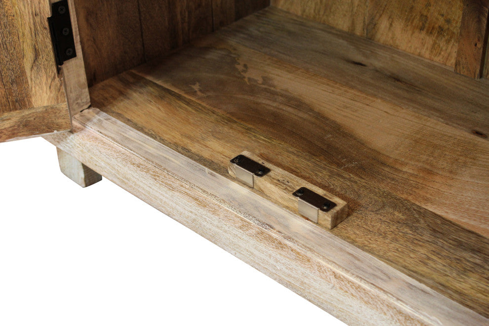 Jenna 2-Door Solid Wood Nightstand With Distressed White Finish