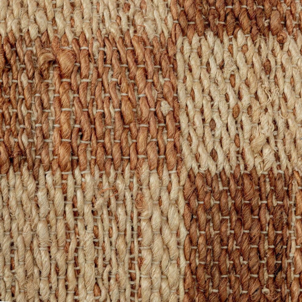 20" Square Woven Jute, Cotton Pillow, Square Pattern, Brown, Natural