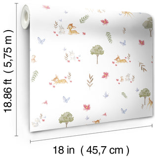 White Bambi Watercolor Peel & Stick Wallpaper