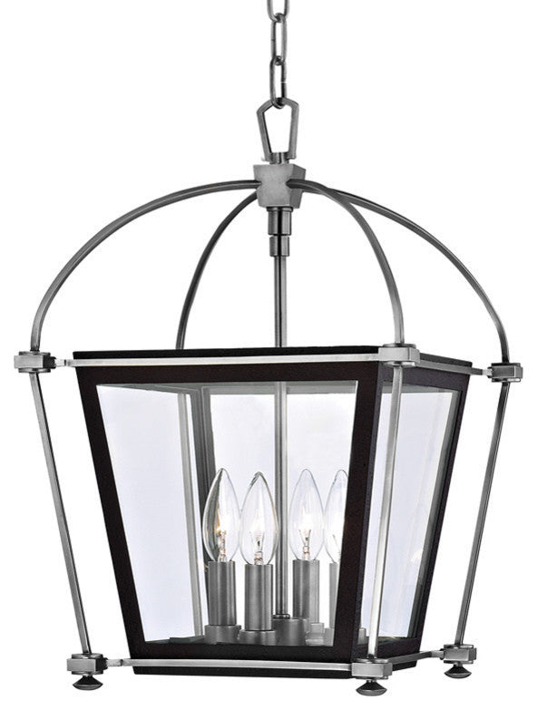 Hollis, 12" Pendant, Polished Nickel Finish, Clear Glass Shade
