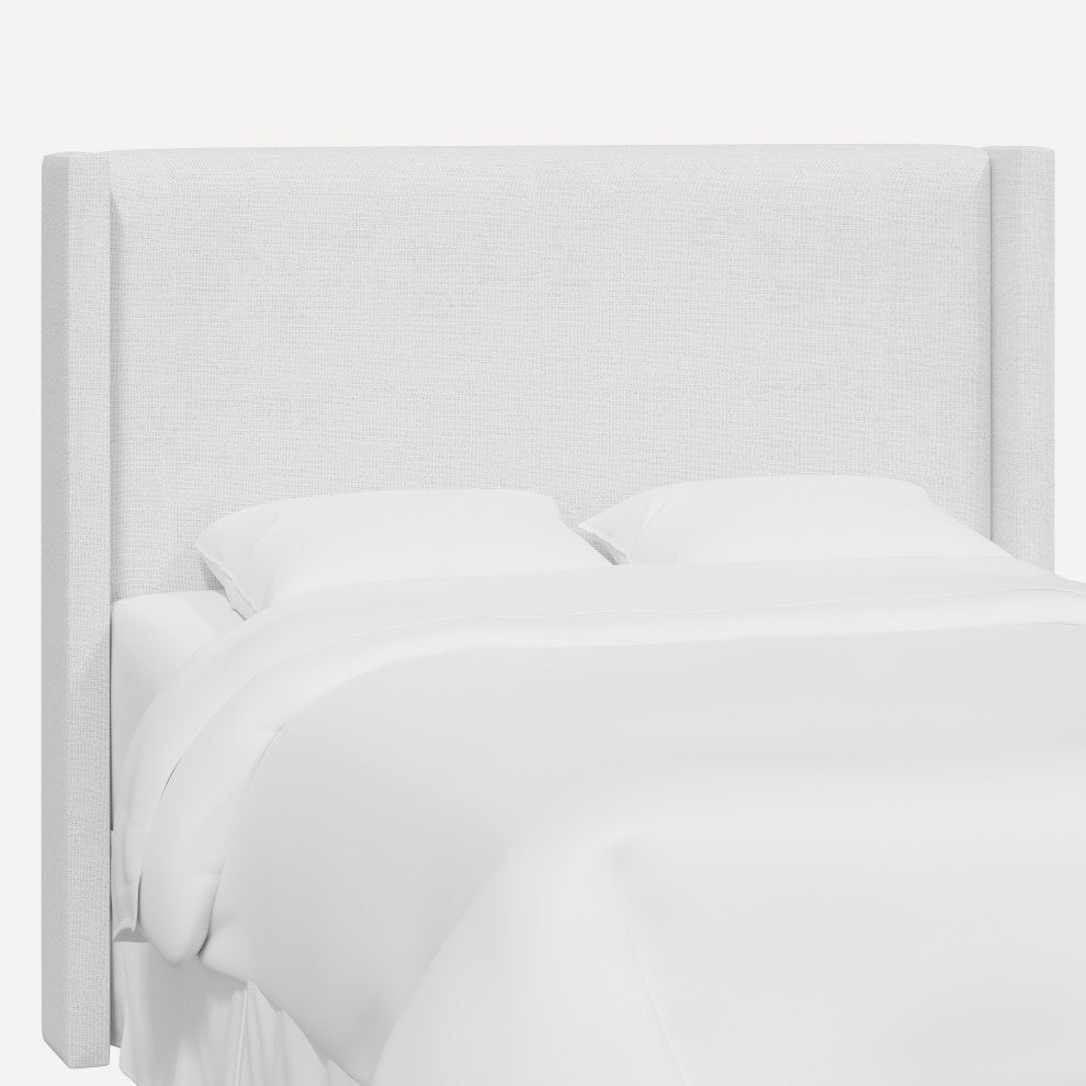 Red from Scalamandre King Hudson Headboard, Slubby Linen White
