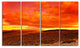 "Dramatic Red Sunset At Desert" Wall Art Landscape, 4 Panels, 48"x28"