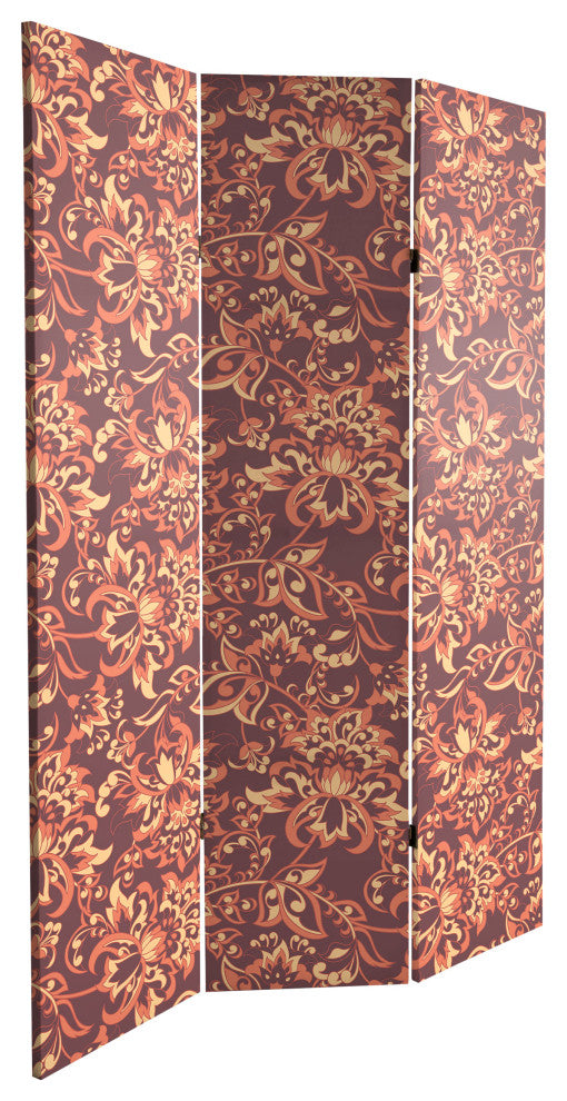 6' Tall Double Sided Floral Wallpaper Canvas Room Divider