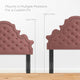 Tufted Platform Bed Frame, Full Size, Velvet, Pink, Modern Contemporary, Bedroom