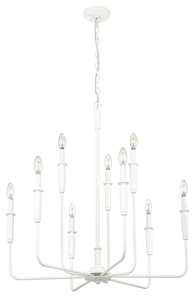 9 Light 31.9 in. Textured White Chandelier