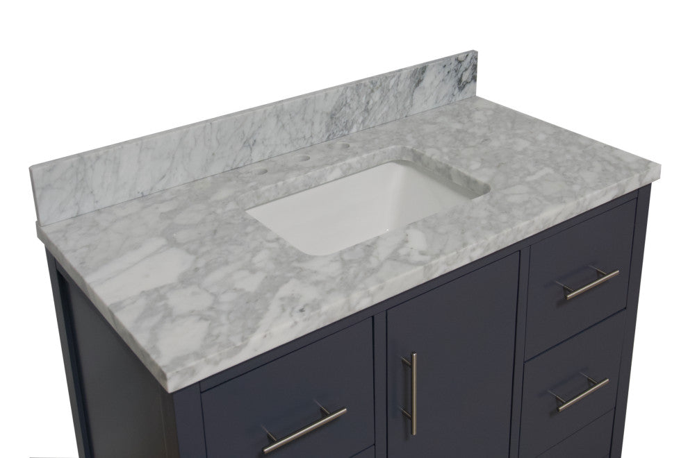 California 42" Bathroom Vanity, Marine Gray, Carrara Marble