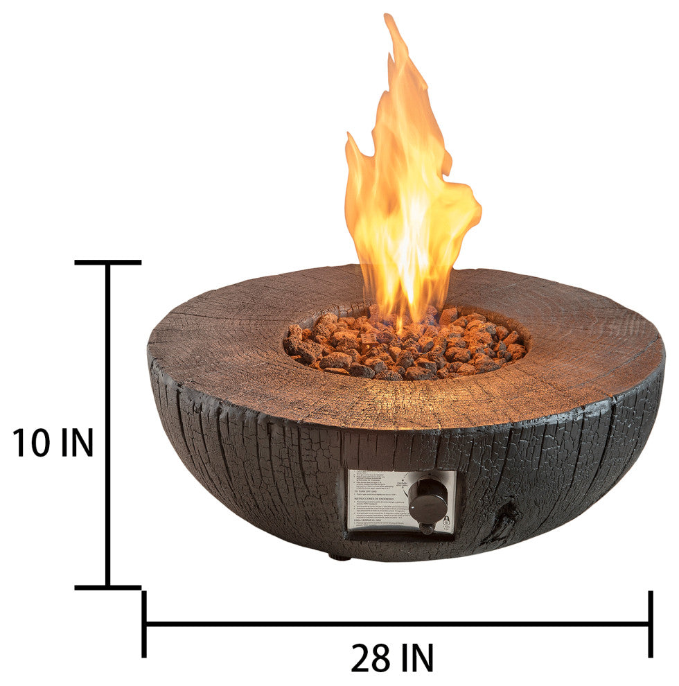 Semicircle Faux Stone Outdoor Fire Pit with Rain Cover