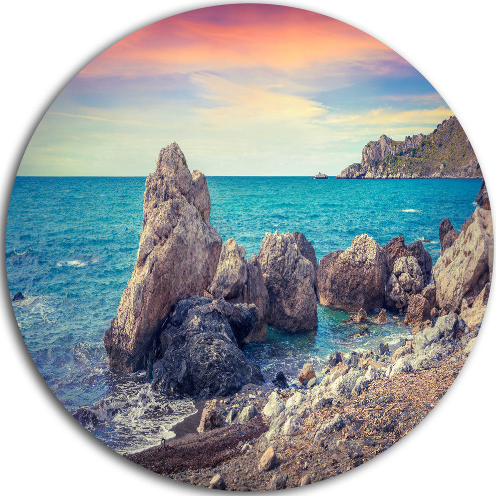Sunrise In Spring Panorama, Seashore Disc Metal Wall Art, 23"
