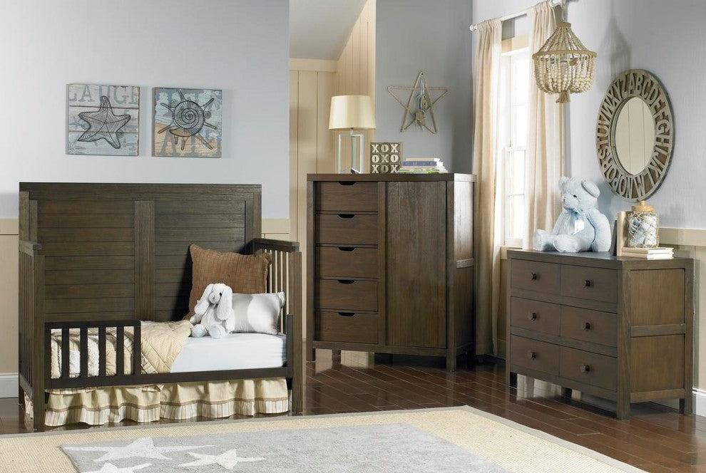 Castello 5-in-1 Convertible Baby Crib, Weathered Brown