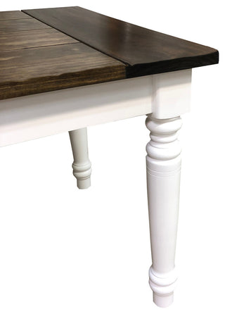 Dark Walnut and White English Farmhouse Table, 48"