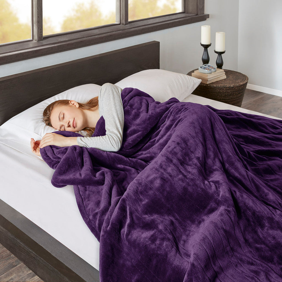 Beautyrest Heated Microlight to Berber Blanket, Purple