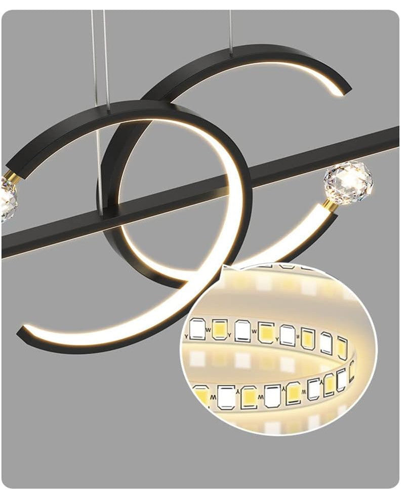 Wallisellen | Creative LED Pendant Light in a Nordic style for Dining Room, Black, Trichromatic Light