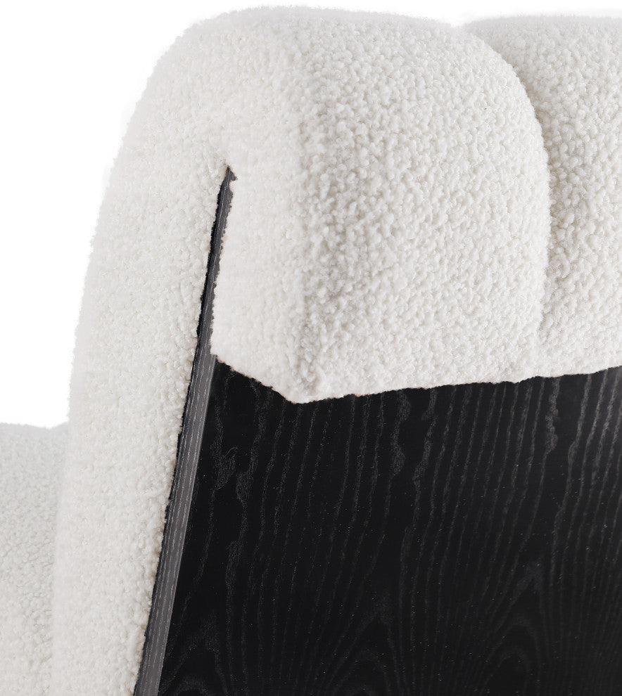 Swoon Faux Sheepskin Upholstered Accent Chair, Cream, Black Oak Veneer