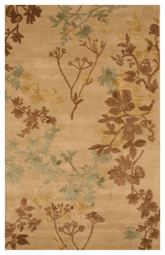 Beige Traditional Floral Savannah Area Rug