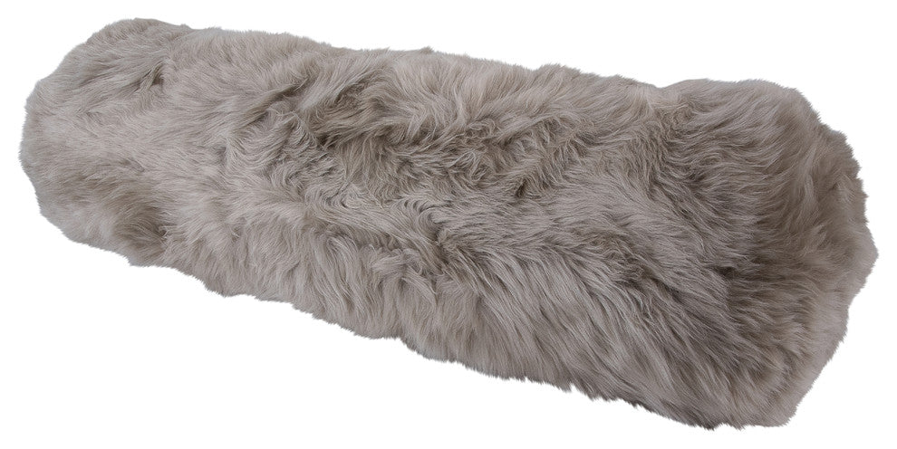 Longwool Sheepskin 30"x8" Bolster Cushion, Taupe