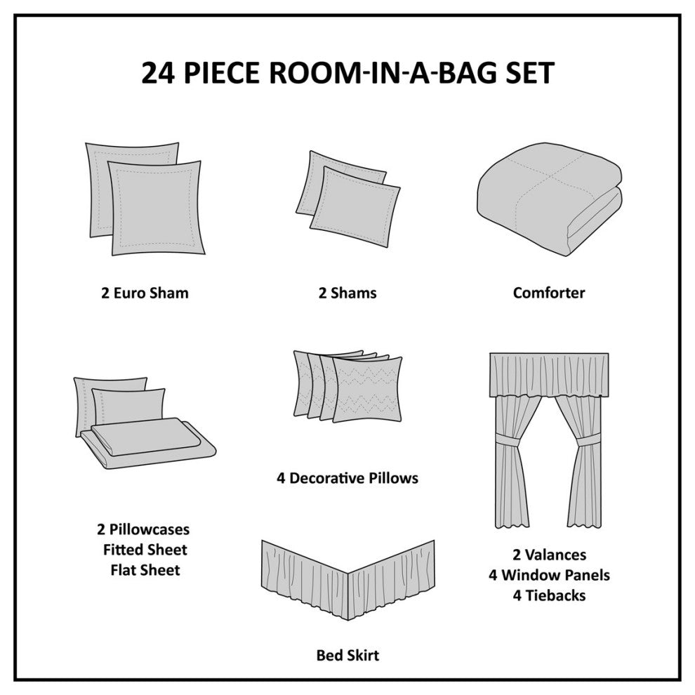 Madison Park Essentials Brystol 24-Piece Traditional Room-in-a-bag Set