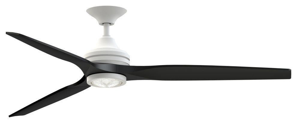 Fanimation Spitfire 64" Fan/LED Light, matte White, Matte White/Black Blades