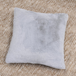 Solid Light Faux Fur Pillow Shell, Set of 2, Vapor Gray