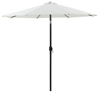 Fiji Patio Umbrella and Base, White, Matte Black Pole, Matte Black Belize Base