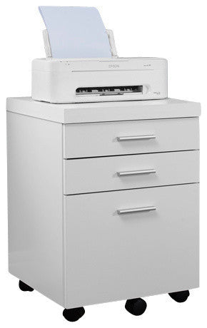File Cabinet, Rolling Mobile, Printer Stand, Office, Work, Laminate, White
