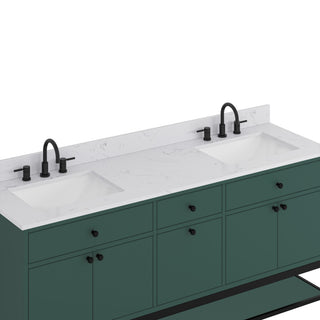 Paisley Vanity Combo, Cala White Engineered Top, 72", Everglade Green, Double Sink